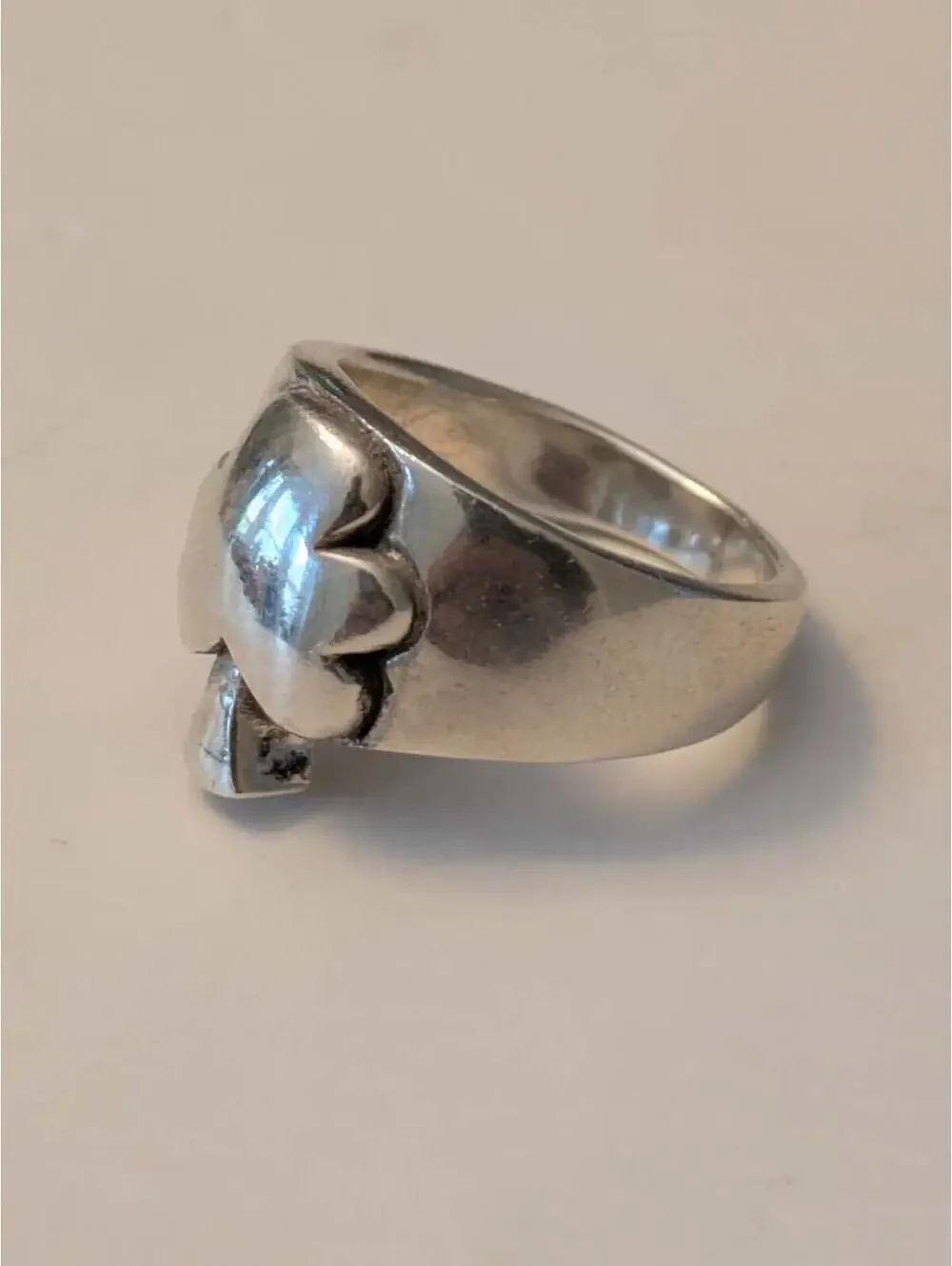 1980's solid sterling silver lucky clover shamrock ring